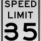 The 35 MPH speed sign with a 2-inch piece of electrical type applied to the “3" that resulted in a misclassification by a Tesla Model S.